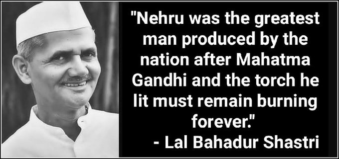 Lal Bahadur Shastri described Nehru and Gandhi as “Greatest Indians”